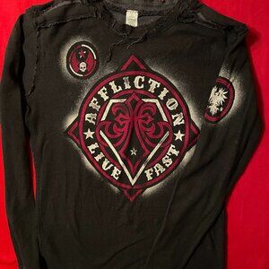 Affliction Live Fast Men's Thermal Reversible Shirt Size LG
